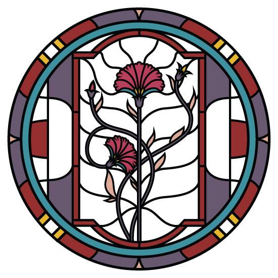 Circle red flower stained glass window film