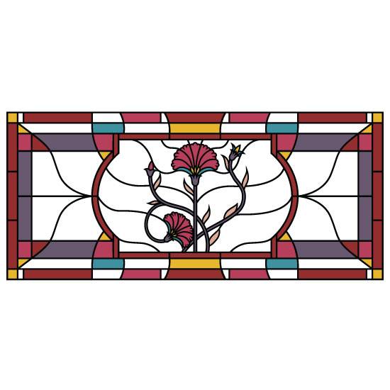 red stained glass window film, gothic stained glass window film