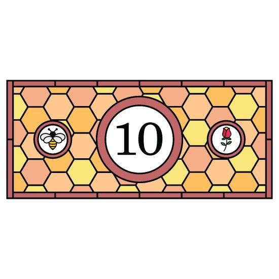 honey comb stained glass window film with central door number