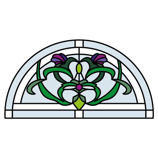 traditional stained glass semi circle window film