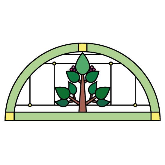 tree stained glass window film semi circle