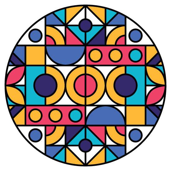 a circle colourful window film