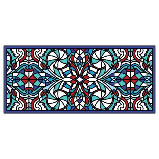 Traditional blue and red stained glass window film