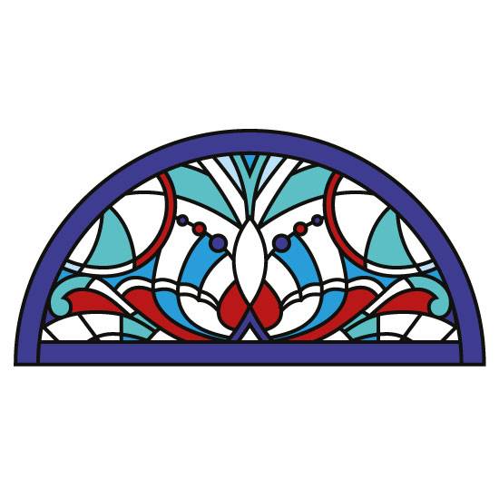 colourful stained glass semi circle window film