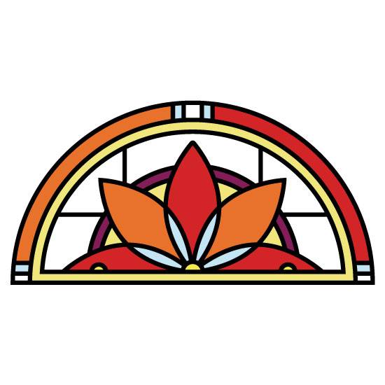 Flower stained glass window film semi circle stained glass film