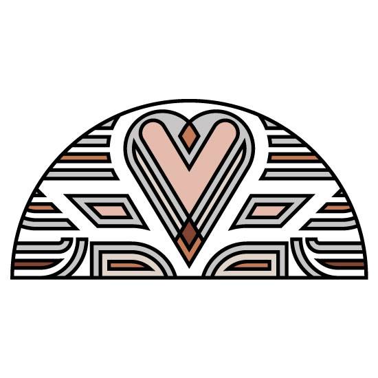 Heart stained glass window film in a semi circle shape