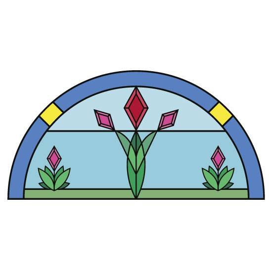 flower modern stained glass film semi circle