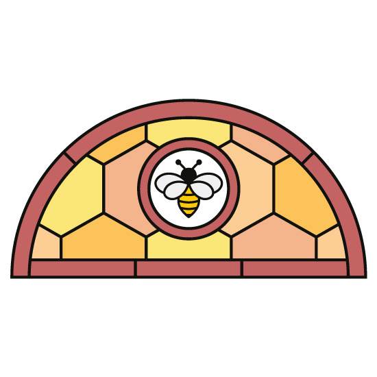 bee stained glass film semi circle