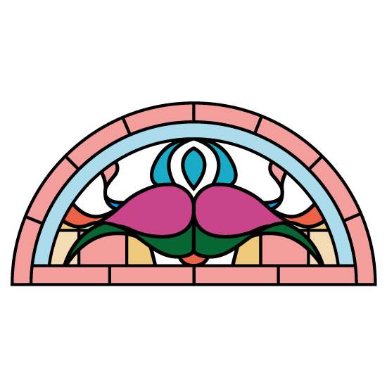 traditional stained glass semi circle window film