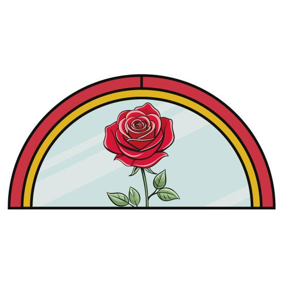 rose stained glass film semi circle