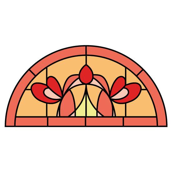 orange stained glass film semi circle