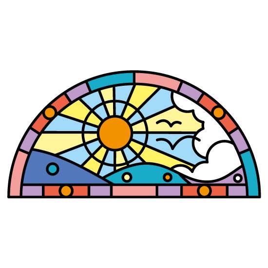 Sun stained glass window film semi circle