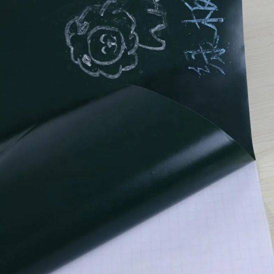 a close up look of chalkboard vinyl and the back side of the film