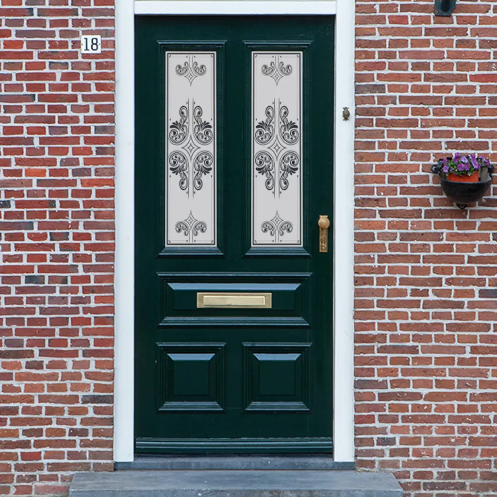victorian frosted pattern window film on a front door