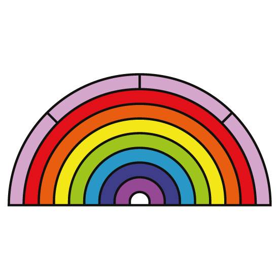 rainbow stained glass semi circle
