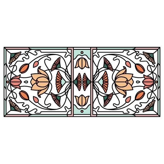 flower stained glass window film in landscape