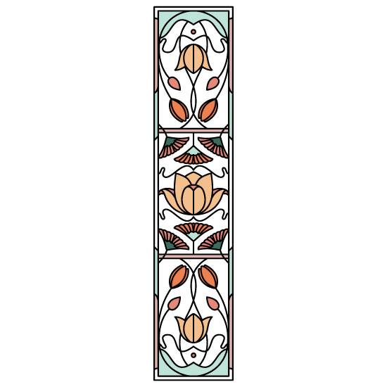 blue and orange stained glass floral window film