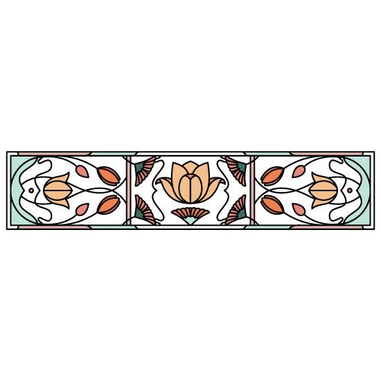 flower stained glass window film in blue and orange