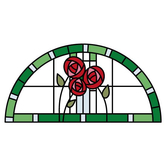 rose stained glass window film semi circle