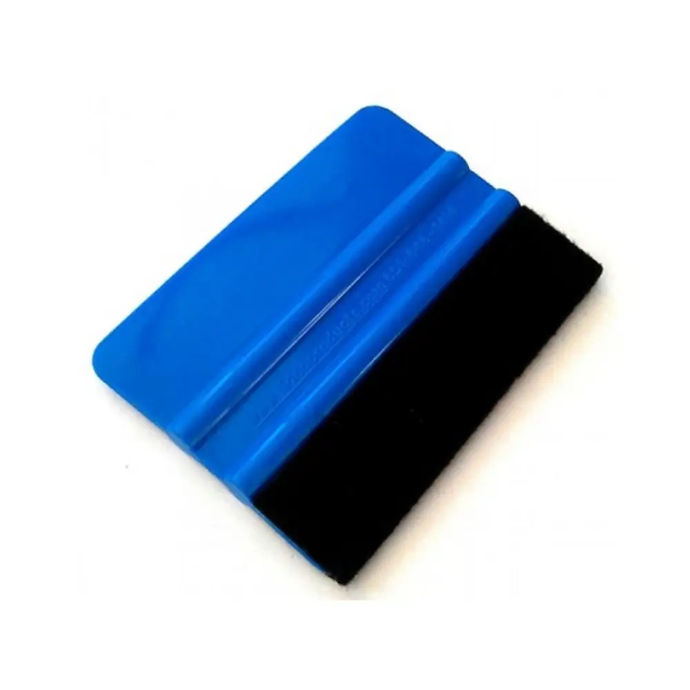 A felt edge squeegee with a blue handle
