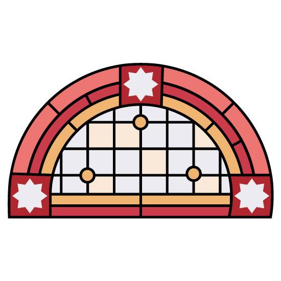 Traditional stained glass semi circle film