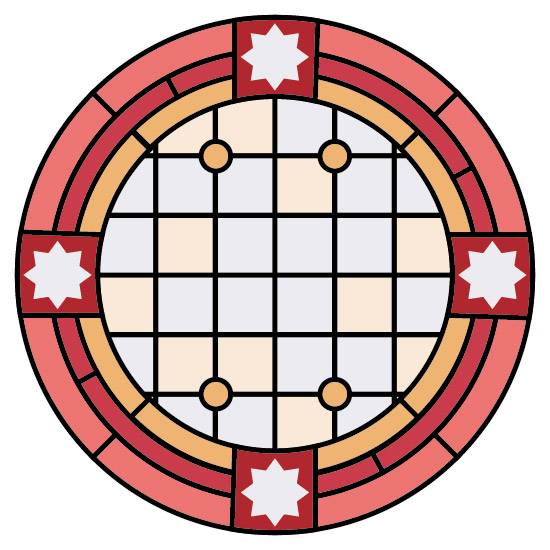 catherine stained glass window film in a circle design