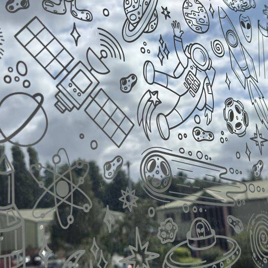 close up picture of our doodle film design with the clear background.