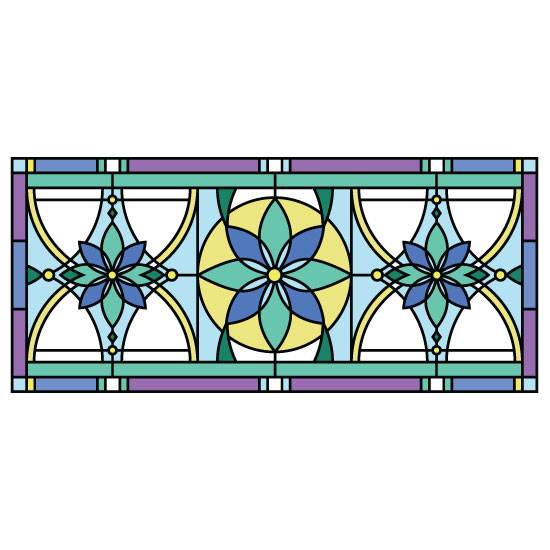 blue floral stained glass window film