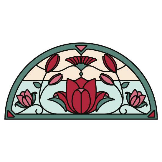 flower stained glass window film semi circle roses