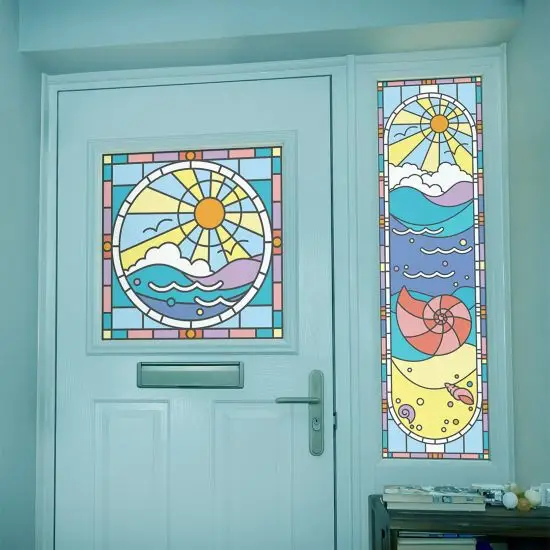 seaside stained glass window film