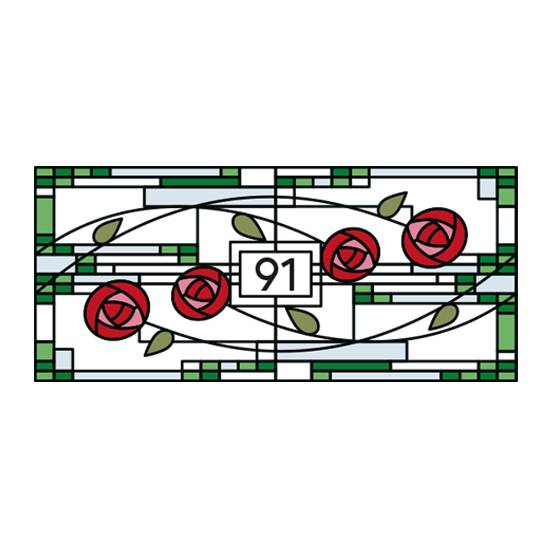 stained glass window film effect with house number